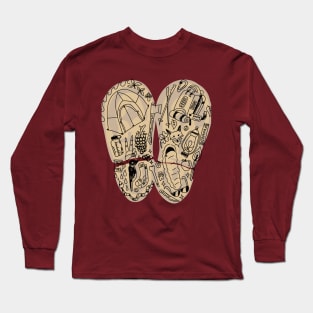 Brown Hiking Boot Footprint "Backpacking Doodles" Long Sleeve T-Shirt